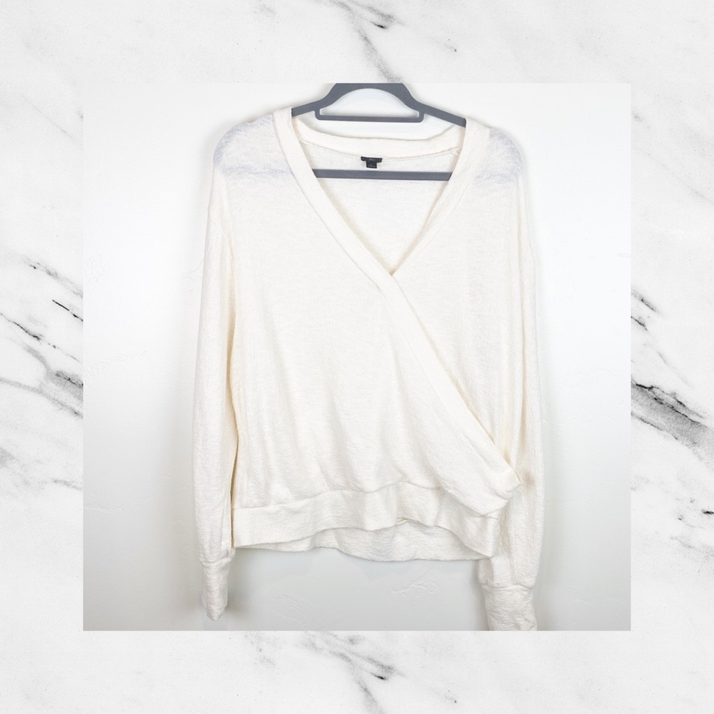 J. Crew Faux Wrap Cream Crepe Top